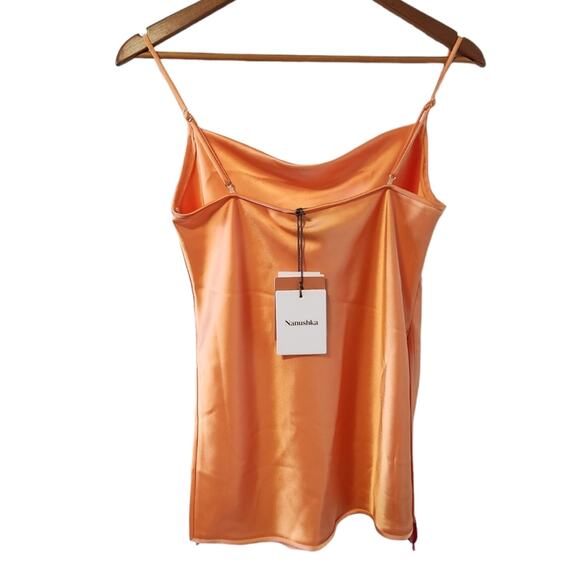 Nanushka Prita Cami Top Tangerine XS NWT | Silk-Like Draped Tank - Picture 5 of 7